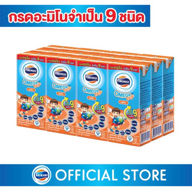 นม UHT โฟร์โมส โอเมก้า 3, 6, 9 รสจืด ขนาด 180 มล 1แพค/12 ชิ้น