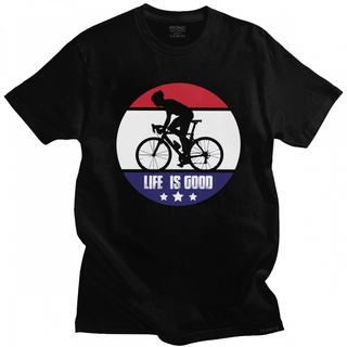 [COD]เสื้อยืดแขนสั้นลําลอง คอกลม ผ้าฝ้าย 100% ทรงหลวม พิมพ์ลาย Life Is Good Mounn Bike Ride Biker สีดํา แฟชั่นคู่รัก สํา