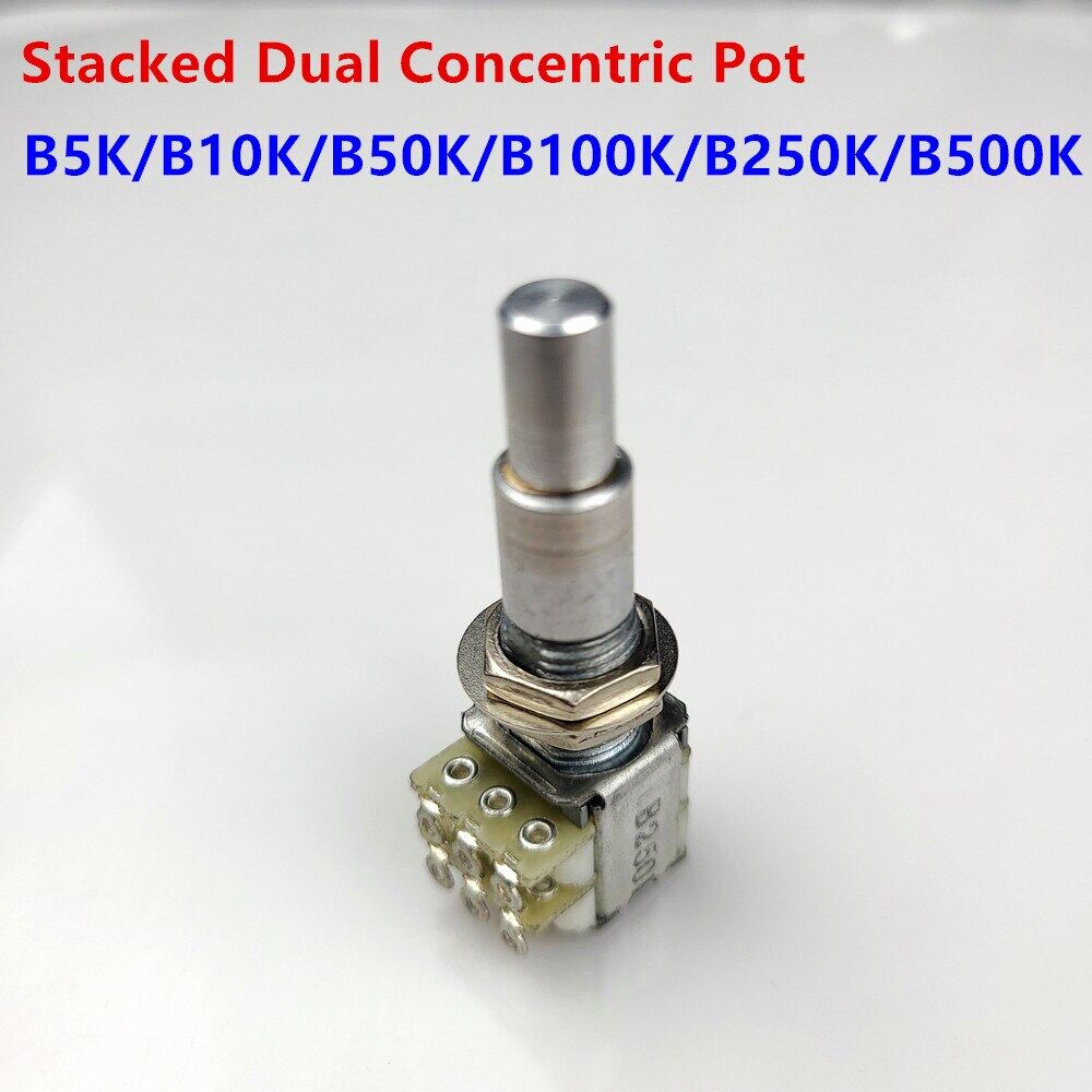 ST- 1 ชิ้น B5K/B10K/B50K/B100K/B250K/B500K Stacked Dual Concentric Potentiometer(POT) พร้อมศูนย์ Det