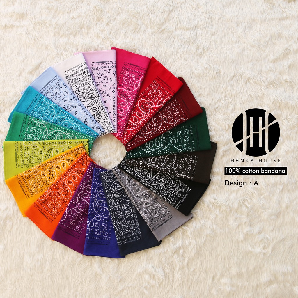 ✟✗✗Hanky House ผ้าเช็ดหน้าวินเทจ ชุด 6 ผืน(คละสี) ผ้าโพก ผ้าคาดผม vintage bandana cotton100% ลาย pai