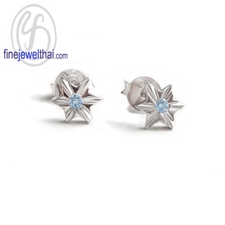 Finejewelthai-ต่างหูโทพาซ-โทพาซ-ต่างหูเงินแท้-ต่างหูพลอย-ต่างหูเพชรCZ-Topaz-Silver-Earring-Birthstone-E1156tp-p