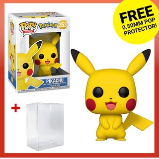 Funko Pop Games: Pokemon - Pikachu 353 ของเล่นฟิกเกอร์แอคชั่น พร้อมตัวป้องกัน