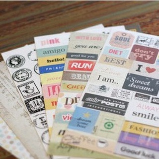 Big sale! korea Stamp VINTAGE STICKER วินเทจ เกาหลี พีวีซี สติ๊กเกอร์ ปารีส โรม บอลลูน ร้านกาแฟ มี 6 แผ่น