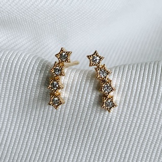 Tiny Stars Studs, 18K Gold Plated Sterling Silver Earrings E0096 | เงินแท้ 925 ชุบทองเเท้ 18 กะรัต