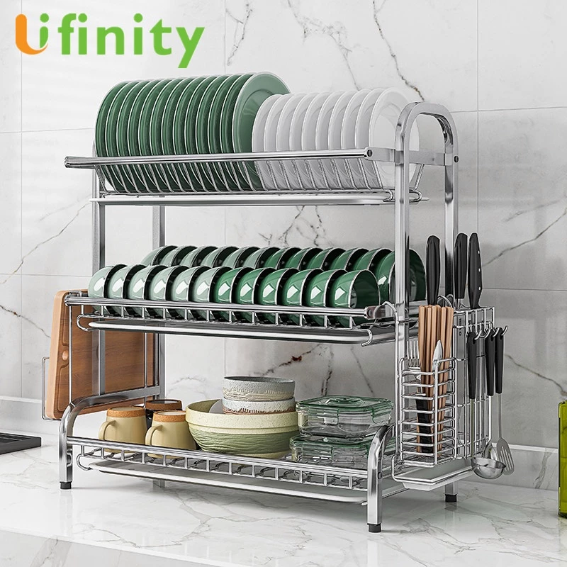 Lifinity ชั้นวางจาน 3/2ชั้น ที่คว่ำจานสแตนเลส ชั้นวางของในครัว