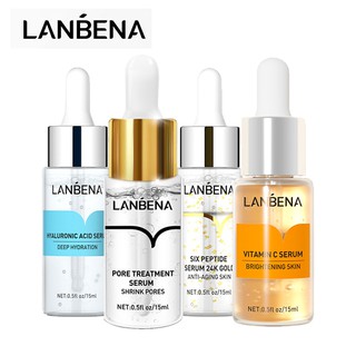 Lanbena เซรั่มวิตามินซีกรดไฮยารูลอนิก 24 K ให้ความชุ่มชื้นลดริ้วรอย 15 มล .