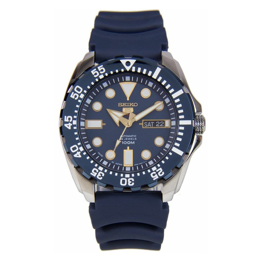 SEIKO นาฬิกาข้อมือผู้ชาย สายยางเรซิ่น รุ่น  SRP605,SRP605J,SRP605J2 - สีน้ำเงิน