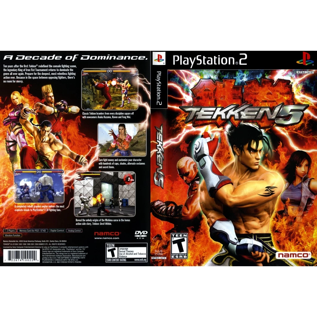 แผ่นเกมส์ PS2 Tekken 5 คุณภาพ ส่งไว (DVD)