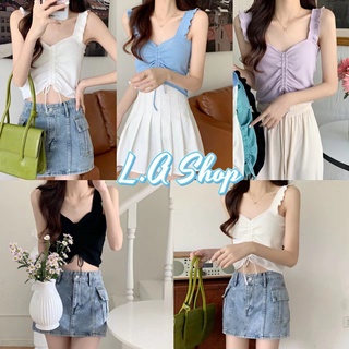 L.A Shop ​พร้อมส่ง  เสื้อกล้ามไหมพรม ผ้าร่องสีน่ารักดีเทล ปรับสั้นยาวได้ "86030"