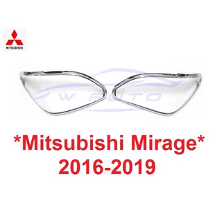 ครอบไฟหน้า Mitsubishi Mirage 2016- 2019 มิตซูบิชิ มิราจ แต่งไฟหน้า ฝาครอบหน้า ชุบโครเมี่ยม