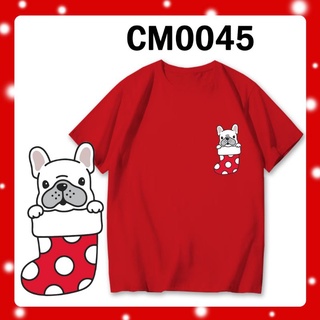 เสื้อยืดผ้าฝ้าย เสื้อยืดคริสต์มาส🌈LOCAL STOCK CM0045 CHRISTMAS TSHIRT XMAS TEE DOG PUG SOCK UNISEX OVERSIZE TOP COUPLE