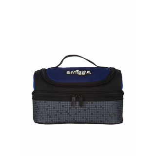 Smiggle Grid Print Block Double Decker Lunchbox Navy อุปกรณ์เก็บรักษาอุณหภูมิ