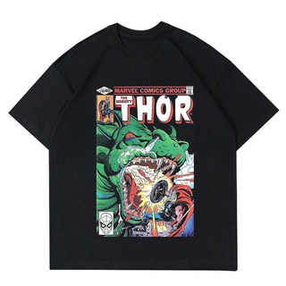 เสื้อยืดคอกลมเสื้อยืด พิมพ์ลายการ์ตูน The MIGHTY MARVEL COMICS | เสื้อยืด พิมพ์ลาย Marvel SUPERHERO THOR | เสื้อยืด พิมพ