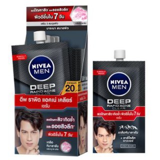 NIVEA MEN DEEP RAPID ACNE CLEAR SERUM นีเวีย เมน ดีพ ราพิด แอคเน่ เคลียร์ เซรั่ม ขนาด 8ml ยกกล่อง 6ซอง