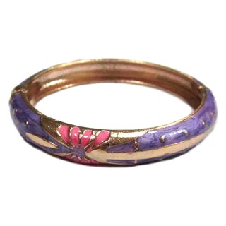 TANITTgems กำไลข้อมือ Enamel - สีม่วงลายดอกไม้#1191