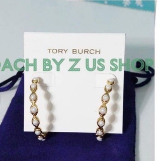 Tory Burch earrings /white, blue งานชอป.