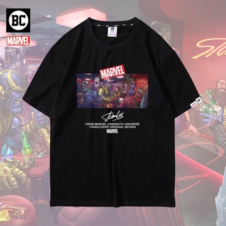 เสื้อยืดผ้าฝ้ายIns X Marvel เสื้อยืด ผ้าฝ้าย พิมพ์ลายสไปเดอร์แมน อเวนเจอร์ส สําหรับผู้ชายL XL  XXL 3XL