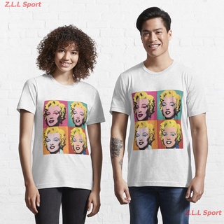 เสื้อยืดผ้าฝ้ายพิมพ์ลายZ.L.L Sport แอนดี วอร์ฮอล Andy Warhol  Andy Warhol Marilyn Essential T-Shirt เสื้อพิมพ์ลาย เสื้อย