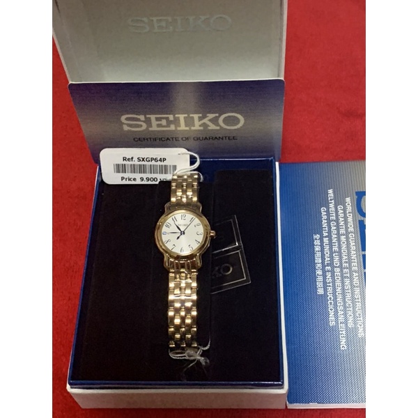 นาฬิกาข้อมือผู้หญิง SEIKO QUARTZ รุ่น SXGP64P ตัวเรือนสีทอง สายสีทอง