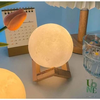 UoneHome H037 โคมไฟดวงจันทร์ โคมไฟดาวเสาร์ 3D พร้อมขาตั้งไม้ ของขวัญวันเกิด ตกแต่งห้องเสมือนจริง