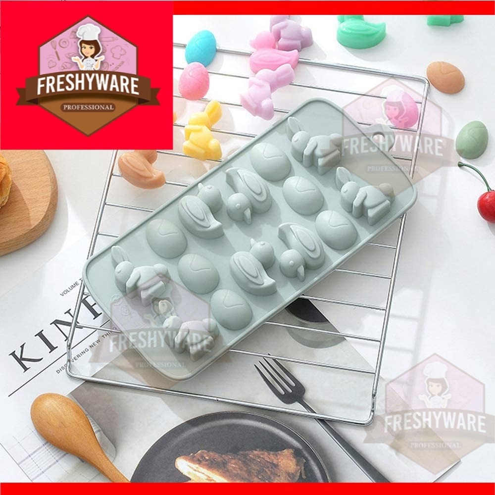พิมพ์ซิลิโคน เป็ด ไข่ กระต่าย 14ช่อง อีสเตอร์เอ้ก Easter Egg Theme  พิมพ์วุ้น พิมพ์ซิลิโคนทำขนม (คละ