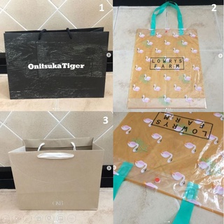 ถุงกระดาษ ถุง ถุงรองเท้า Onitsuka tiger , LOWRYS FARM , O&amp;B oandb ของแท้ แน่นอน รับประกัน สวยหรู เรียบๆ สภาพใหม่