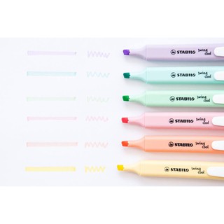 ปากกาไฮไลท์ ปากกาเน้นข้อความ สีพาสเทล รุ่น Stabilo Swing Cool