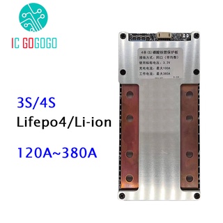 บอร์ดแบตเตอรี่ลิเธียม 120A 160A 300A 380A 3S 4S Lifepo4 Li-ion 12V BMS 3.7V 3.2V