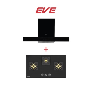 EVE เครื่องดูดควันติดผนัง HC-LOFTBOX/90 + เตาแก๊ส 3 หัว HB78-3BBL/BG