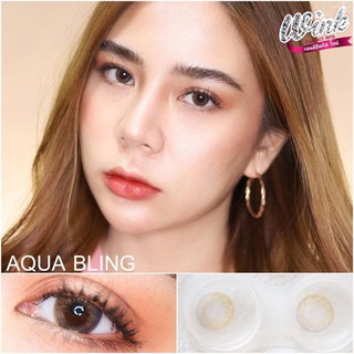 💟 Wink lens Aqua bling 14.2 brown gray Contactlens  บิ๊กอาย คอนแทคเลนส์ ราคาถูก แถมตลับฟรี