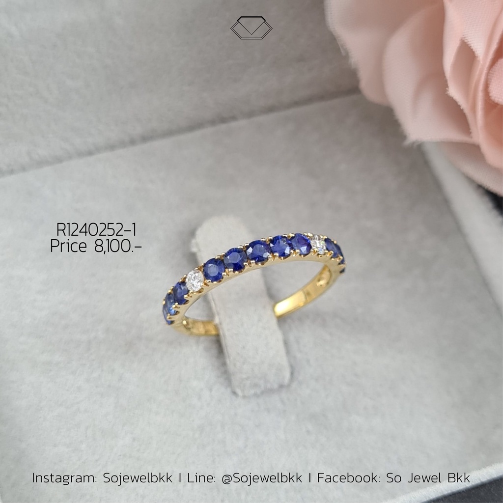 [ส่งฟรี] แหวนทอง 14K ประดับไพลิน (Blue Sapphire)  แหวนพลอยแท้ พลอยแท้ พลอยธรรมชาติ แหวนเงินแท้925
