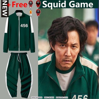 456 Gi-Hun Lee Jung Jae เสื้อแจ็คเก็ตสําหรับผู้ชายแขนยาวคอสเพลย์ลายปลาหมึกขนาดพลัส 4XL