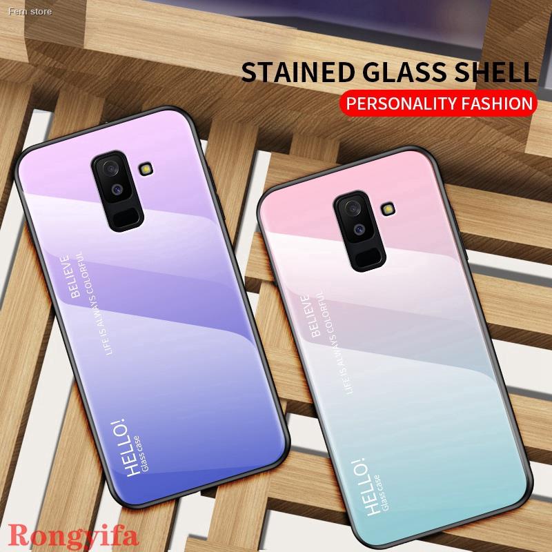 ✇✗▦Samsung Galaxy A6 A8 Plus A6+ J8 J2 Pro A7 A9 2018 A750 A9s A9 A8 Star Case Gradient Tempered Glass Hard Back Cover