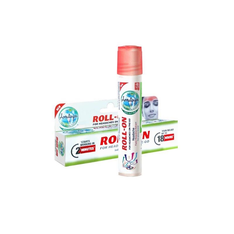 Amrutanjan Headache Roll On โรลออนแก้ปวดหัว ไมเกรน เมารถ เมาเรือ