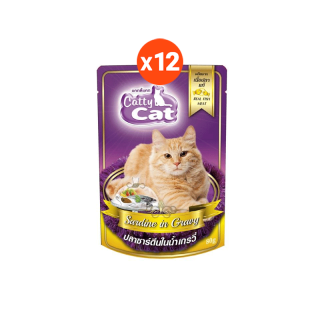 //ยกโหล// Catty Cat อาหารเพ้าวซ์ สำหรับแมว ขนาด 80 กรัม (12 ซอง)