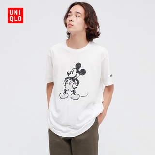 เสื้อยืดที่คุณต้องการใหม่ พร้อมส่ง Uniqlo เสื้อยืดแขนสั้น พิมพ์ลายมิกกี้เมาส์ สีดํา และสีขาว สําหรับผู้ชาย และผู้หญิง 44