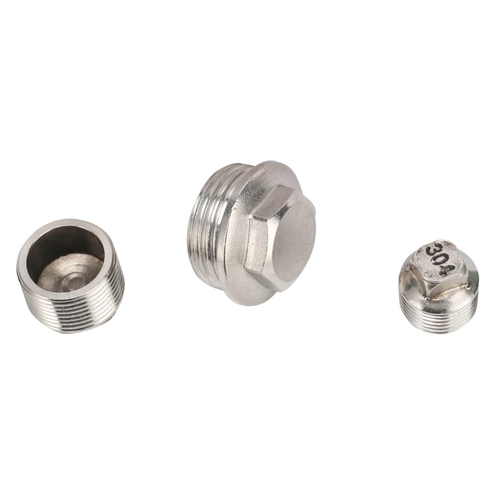 1ชิ้นสแตนเลส1/2 "3/4" 1"ชายเกลียวปลายปลั๊กหมวกท่อประปาอุปกรณ์ท่อ