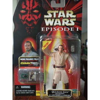 Star wars episode 1 qui-gon jinn with Lightsaber and Comlink 3.75