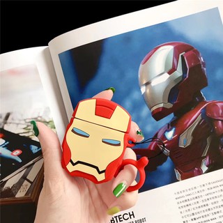 เคสหูฟังบลูทูธไร้สายแบบซิลิโคน ลายการ์ตูนฮีโร่ สำหรับ AirPods 1/2 case IRON MAN