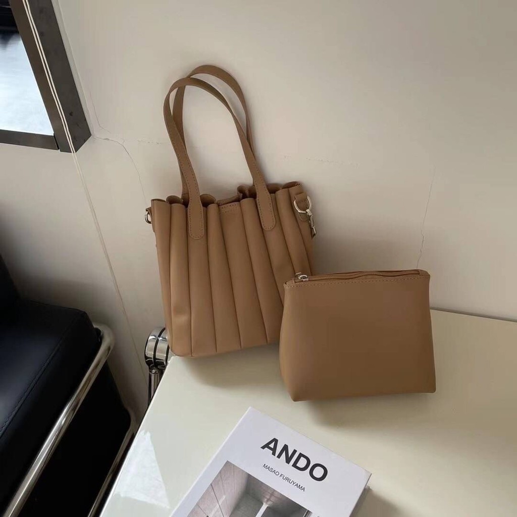 Korean Style Pleat Bag กระเป๋าพลีท กระเป๋าหนัง PU กระเป๋าสะพายข้าง