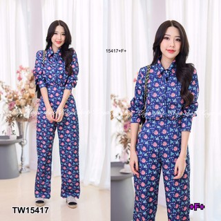 TW15417 Set 2 ชิ้น เชิ้ตแขนยาว + กางเกงขายาว งานพิมพ์ลายกราฟฟิกสวยๆ