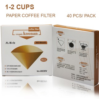 กระดาษกรองกาแฟ Koonan ทรงกรวย สีขาว สำหรับถ้วยกรอง 1-2 ถ้วย By สุวภัทร  SWP Shop