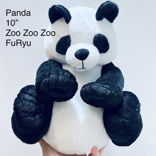 ตุ๊กตา หมีแพนด้า ขนาด10” ป้ายห้อย Zoo Zoo Zoo by FuRyu ลิขสิทธิ์แท้ ขนเงานุ่มสวย ไซส์กอด Panda plush doll