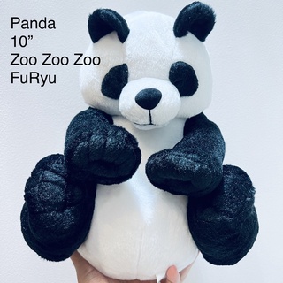 ตุ๊กตา หมีแพนด้า ขนาด10” ป้ายห้อย Zoo Zoo Zoo by FuRyu ลิขสิทธิ์แท้ ขนเงานุ่มสวย ไซส์กอด Panda plush doll