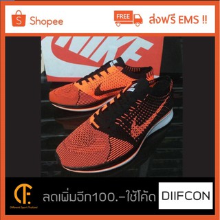 Nike Flyknit Racer ส้ม ดำ