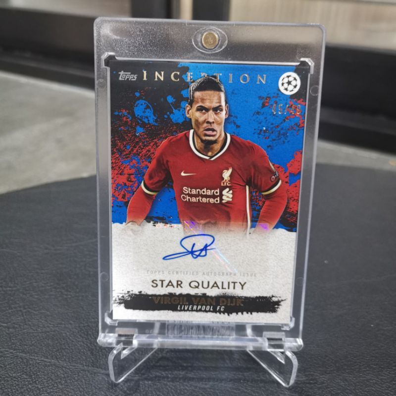 ขาย การ์ด Topps Inception 2020-21 Virgil Van Dijk VVD Auto Autograph Blue /49 Liverpool การ์ดฟุตบอล 
