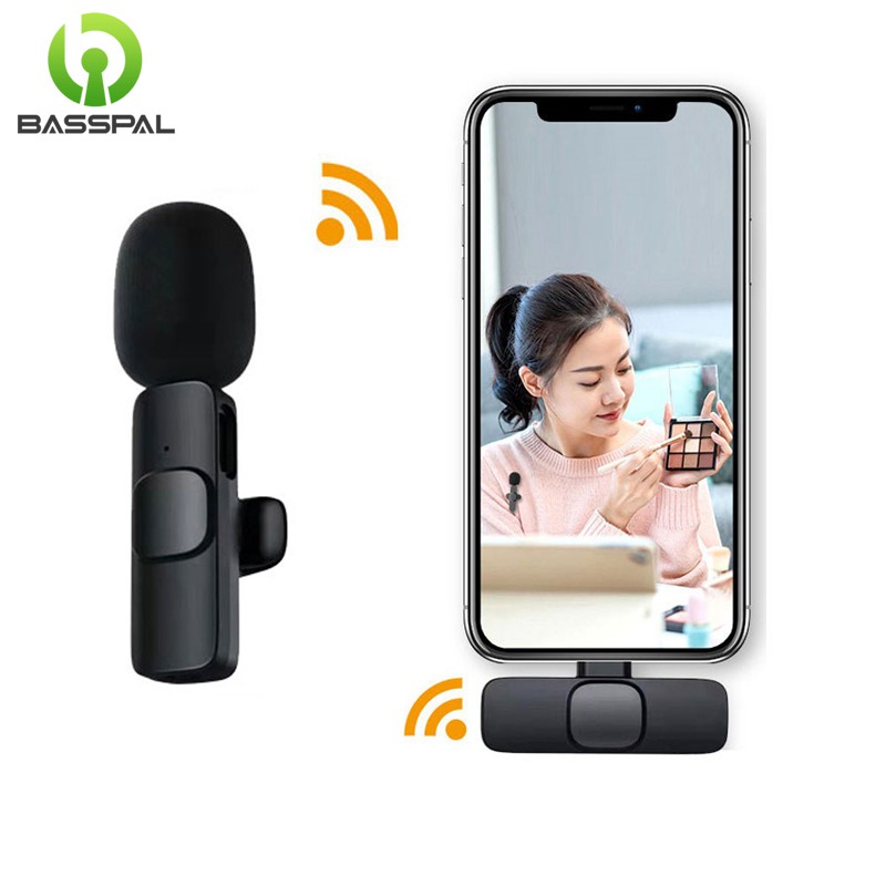 Basspal ไมโครโฟนไร้สาย Lavalier ขนาดเล็ก แบบพกพา สําหรับ iP Android Type-c Light Audio Video Recordi