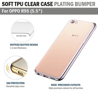 Qcase-เคสใส ผิวนิ่ม ขอบสี สำหรับ OPPO R9S เคส ใส - Soft TPU Clear Case Plating for OPPO R9S