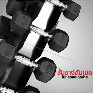 ดัมเบล HEX 6 คู่ (2.5-15KG) พร้อมขาตั้ง - เครื่องออกกำลังกาย แบรนด์ IRONTEC