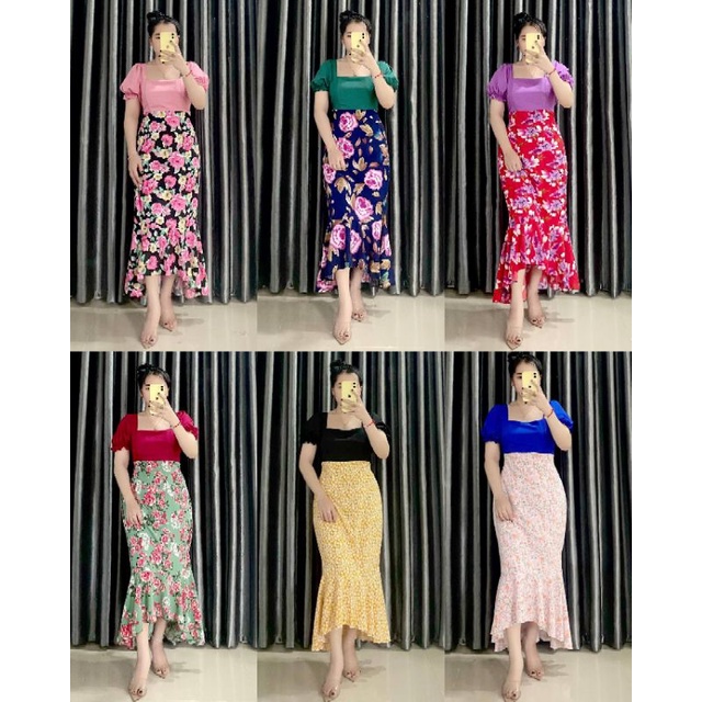 LONG DRESS 2 TONE PREMIUM QUALITY DRESS VIETNAM VIRAL